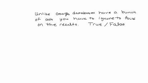 unlike-google-databases-have-a-bunch-of-ads-you-have-to-ignore-to-focus-on-the-results-group-of-answer-choices-true-false