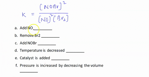 consider-the-following-equilibrium-reaction-2nog-br2g-2nobrg-horxn-30-kjmol-write-the-equilibrium-constant-expression-for-the-reaction-predict-the-effect-shift-to-left-shift-to-right-or-no-c-62794