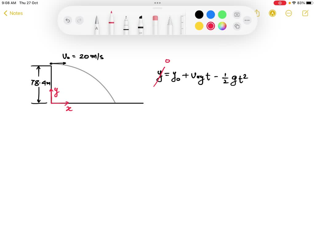 SOLVED A cannonball is launched horizontally from the top of a 78.4