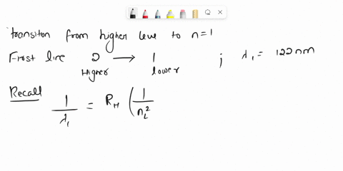 the-lyman-series-of-hydrogen-is-made-up-of-those-transitions-made-from-higher-levels-to-n-1-if-the-first-line-in-this-series-lowest-energy-line-has-a-wavelength-of-122-nm-what-is-the-wavelen-07076