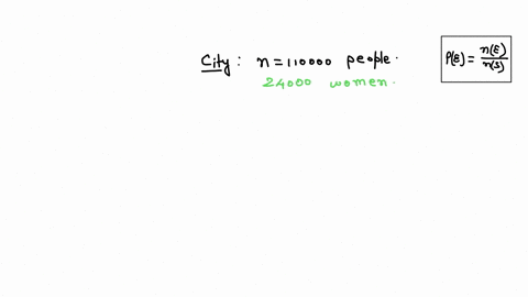 in-a-city-of-110000-people-there-are-24000-women-what-is-the-probability-that-a-randomly-selected-person-from-the-city-will-be-a-woman-75149