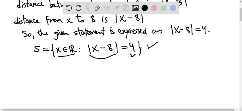 SOLVED: Describe all numbers x that are at a distance of 4 from the ...