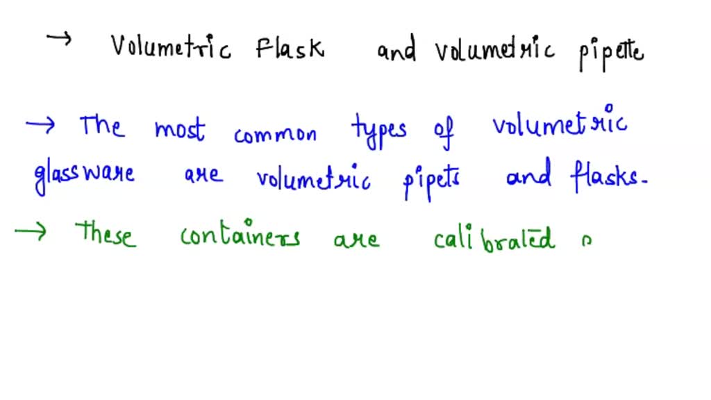 SOLVED A. calibration of volumetricglass wares In an experiment of