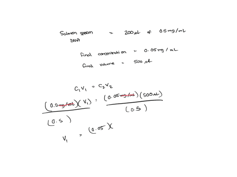 salmon-sperm-dna-200-l-at-05-mg-ml-1-prepare-a-sample-of-the-provided-salmon-dna-to-obtain-a-final-concentration-of-005-mg-ml-in-water-in-a-final-volume-of-500-l-2-from-the-sample-prepared-i-56679