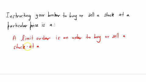 instructing-your-broker-to-buy-or-sell-a-stock-at-a-particular-price-is-a-81472