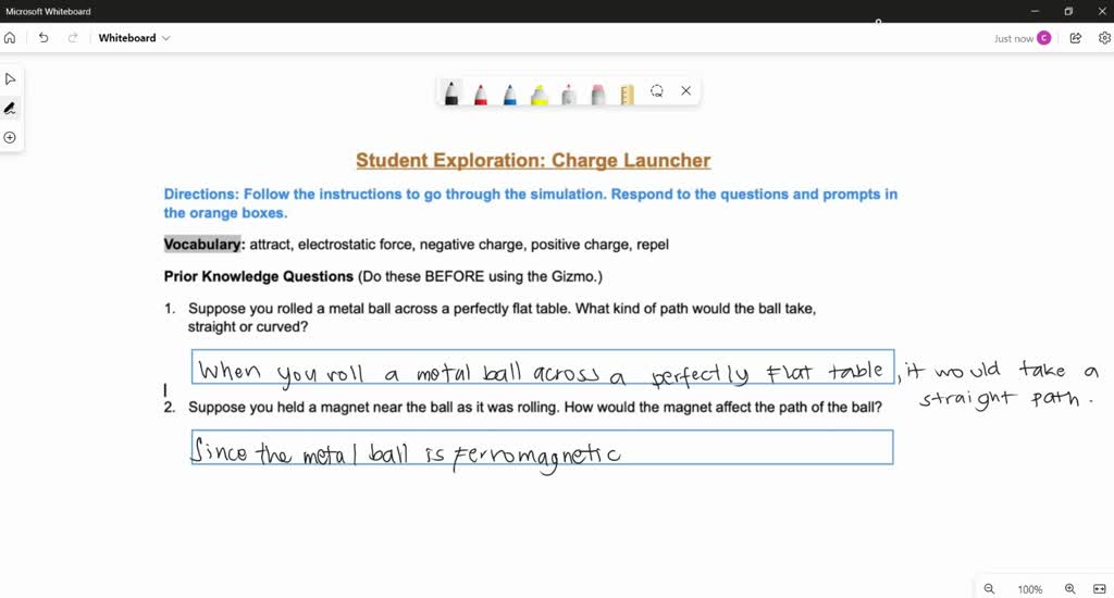 Student Exploration: Charge Launcher Directions: Follow the ...