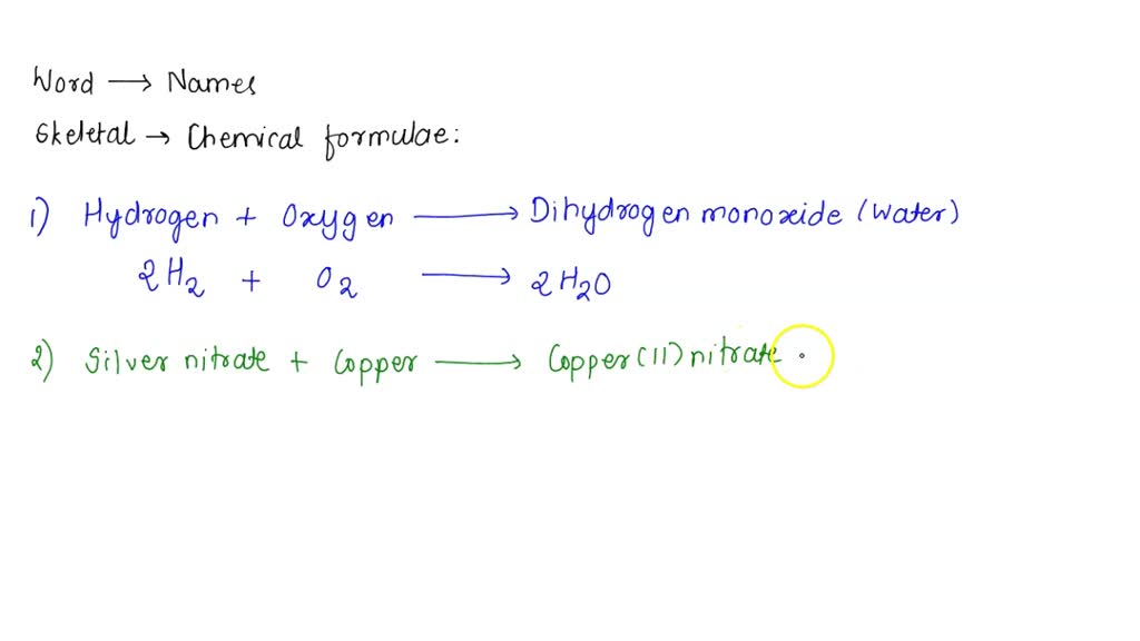 SOLVED: Write a word equation and a skeleton equation for the chemical ...