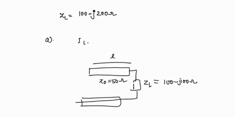 120-a-50-lossless-transmission-line-is-terminated-with-a-capacitive-load-having-a-load-impedance-of-zl100-j200-as-shown-in-figure-afind-the-load-reflection-cocfficient-il-bfind-the-standing-54195