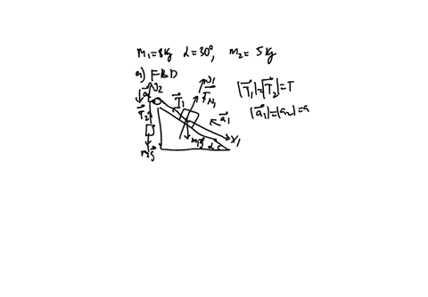 the-weight-of-8-kg-is-put-on-30which-is-a-frictionless-incline-plane-it-then-is-attached-to-the-pulley-connected-to-hanging-of-exactly-5-kg-find-the-following-a-free-body-diagram-for-each-ma-71707