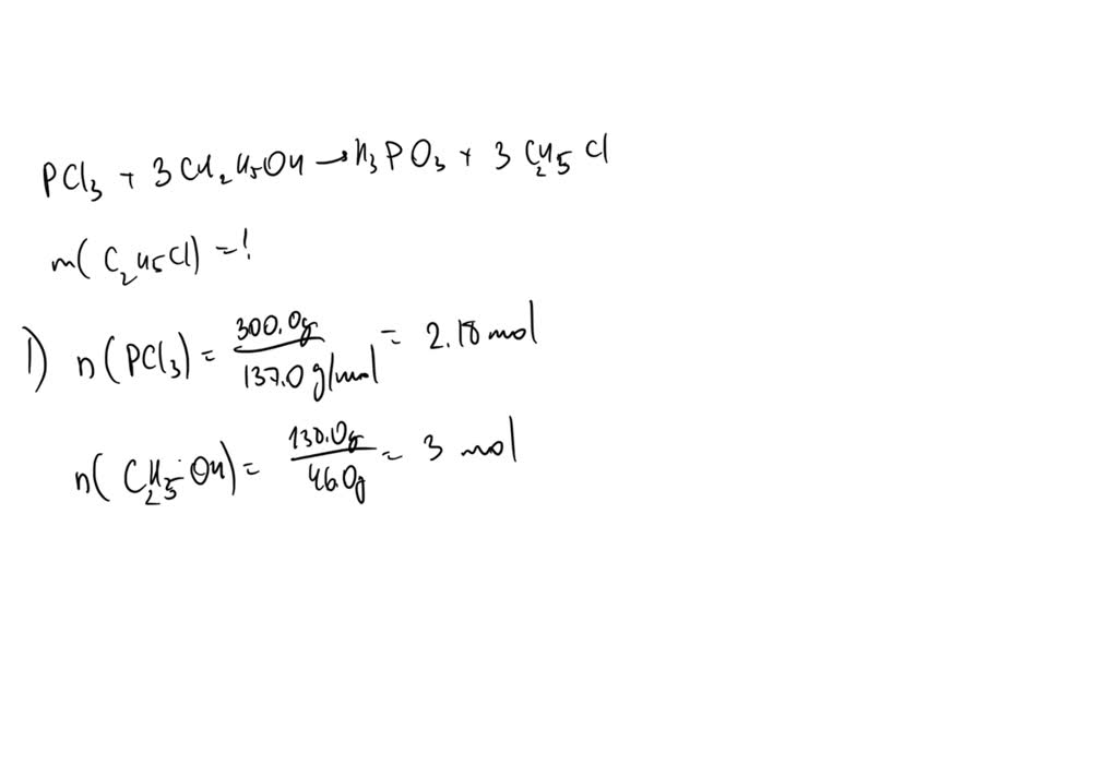 SOLVED: Ethanol, C2H5OH, reacts with phosphorus trichloride, PCl3: 3 ...