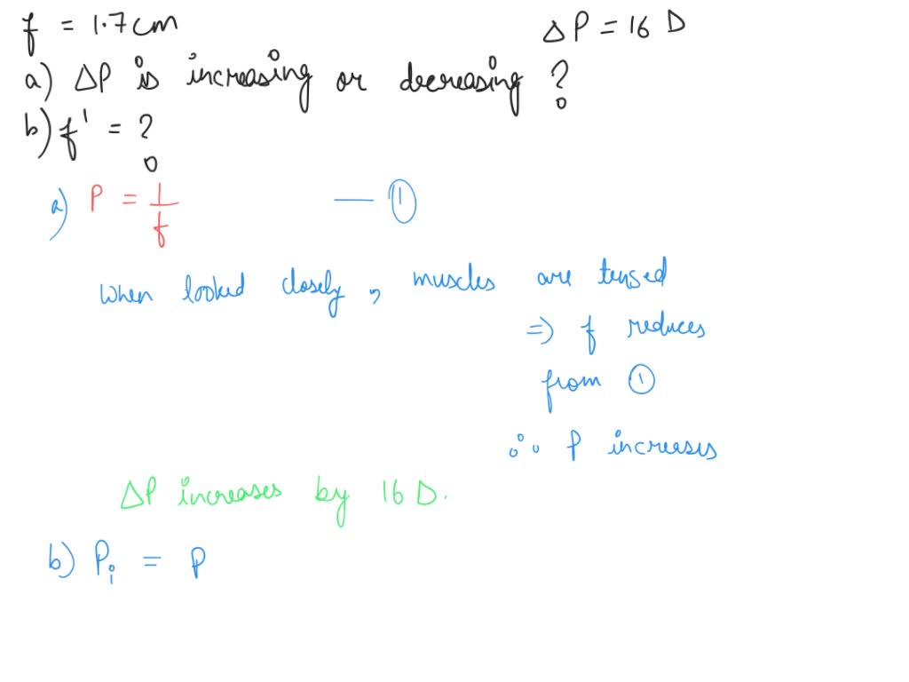SOLVED: The focal length of a relaxed human eye is approximately 1.7 cm ...