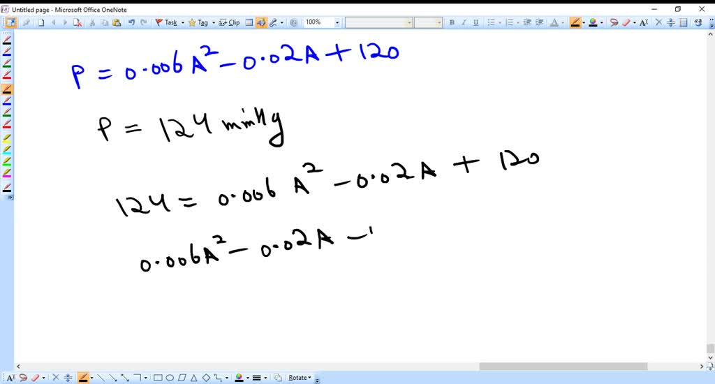 SOLVED A formula for the normal systolic blood pressure for a man age A, measured in mmHg, is