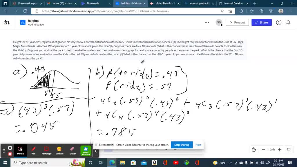 SOLVED Heights of 10 year olds, regardless of gender, closely follow a
