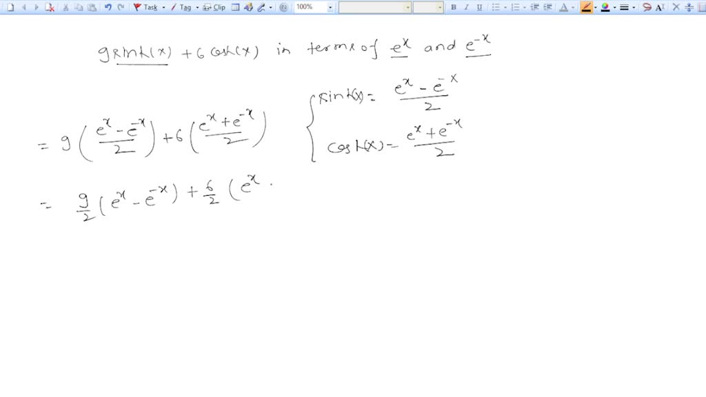 SOLVED: Write sinh(x) cosh(x) in terms of eX and e