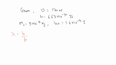 the-de-broglie-wavelength-of-an-electron-with-kinetic-energy-120-ev-is-given-h-663-1034-j-s-me-9-1031-kg-1-ev-16-1019-j