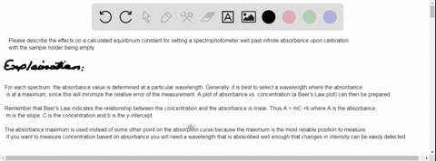 please-describe-the-effects-on-a-calculated-equilibrium-constant-for-setting-a-spectrophotometer-well-past-infinite-absorbance-upon-calibration-with-the-sample-holder-being-empty-44707