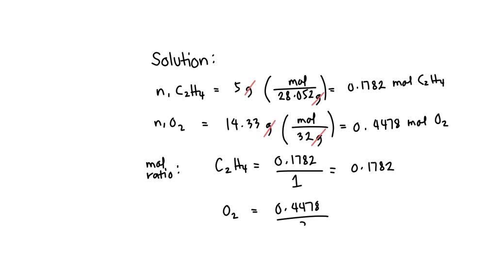 SOLVED: For the combustion of ethene, 5.00 g of C2H4 are used and it is ...