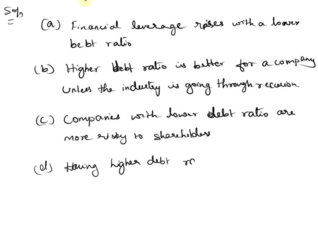 SOLVED Which of the following ratio statements would indicate an