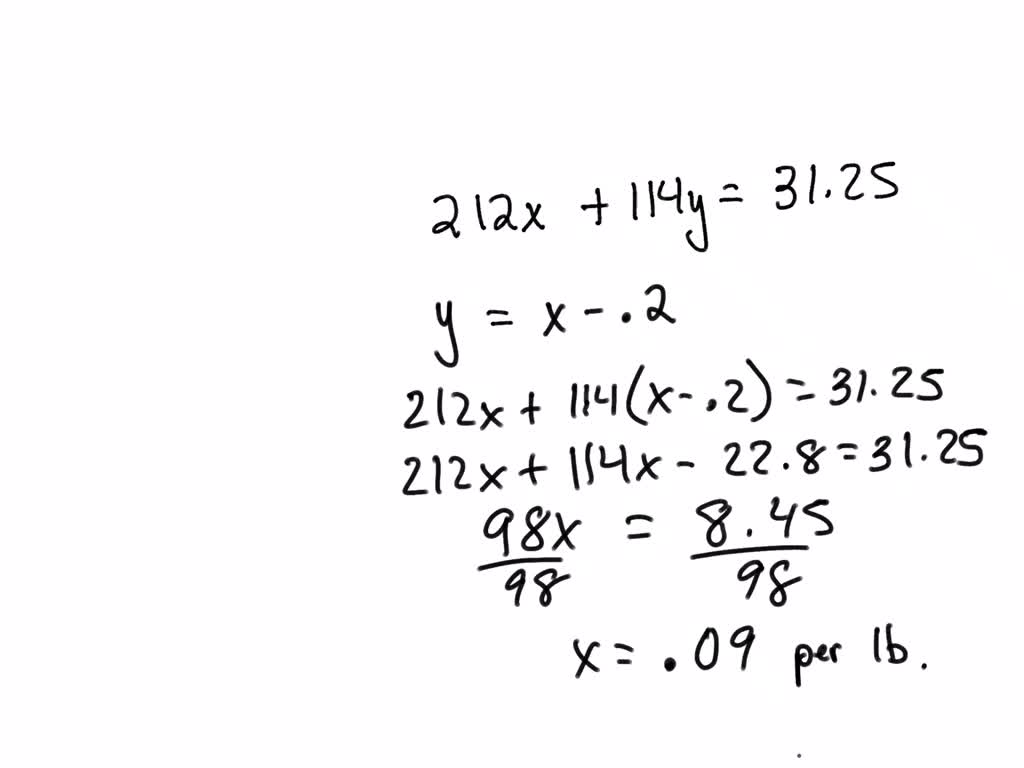 SOLVED Melissa buys 212 pounds of salmon and 114 pounds of swordfish