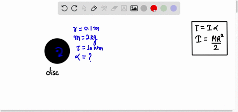 what-is-the-angular-acceleration-experienced-by-a-uniform-solid-disc-of-mass-2-kg-and-radius-01-m-when-a-net-torque-of-10-nm-is-applied-assume-the-disc-ar-spins-about-its-center-loorads-50296