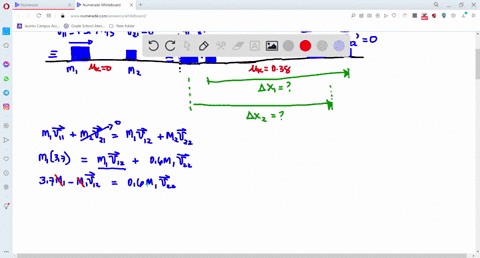block-1-with-mass-m1-and-speed-37-ms-slides-along-an-x-axis-on-a-frictionless-floor-and-then-undergoes-a-one-dimensional-elastic-collision-with-stationary-block-2-with-mass-m-2-060m1-the-two-30151