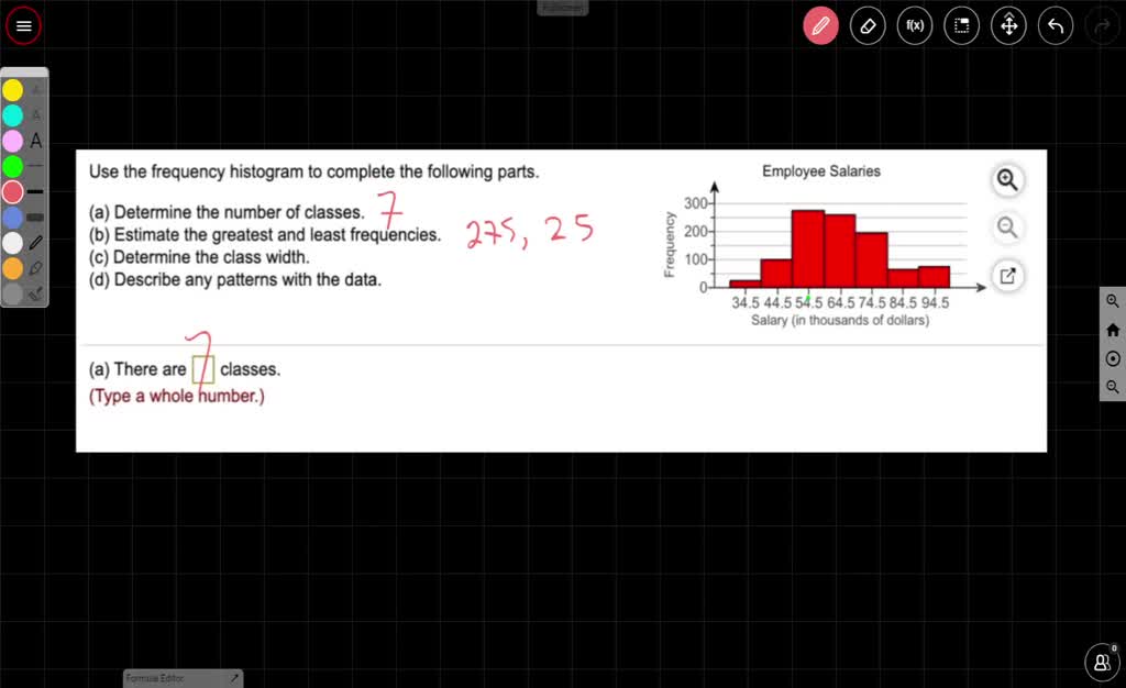 SOLVED Use the frequency histogram to complete the following parts. (a