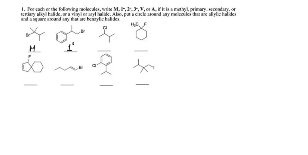 SOLVED: For each or the following molecules, write M, I