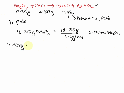 a-reaction-mixture-of-18215g-na2co3-and-10938g-hcl-react-according-to-the-following-balanced-equation-na2co32hcl-2-naclh2oco2-if-1275g-of-nacl-are-obtained-what-is-the-percent-yield-38766