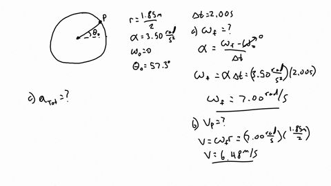 a-wheel-185-m-in-diameter-lies-in-a-vertical-plane-and-rotates-about-its-central-axis-with-a-constant-angular-acceleration-of-350-rads2-the-wheel-starts-at-rest-at-t-0-and-the-radius-vector-99506