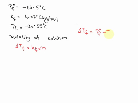 the-freezing-point-of-pure-chloroform-is-635c-and-its-freezing-point-depression-constant-is-407ckgmol-if-the-freezing-point-of-a-solution-of-benzoic-acid-in-chloroform-is-7055c-what-is-the-m-00357