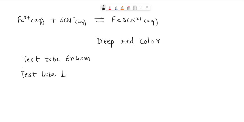 SOLVED In the Iron(III)/Thiocyanate equilibrium, use the change of