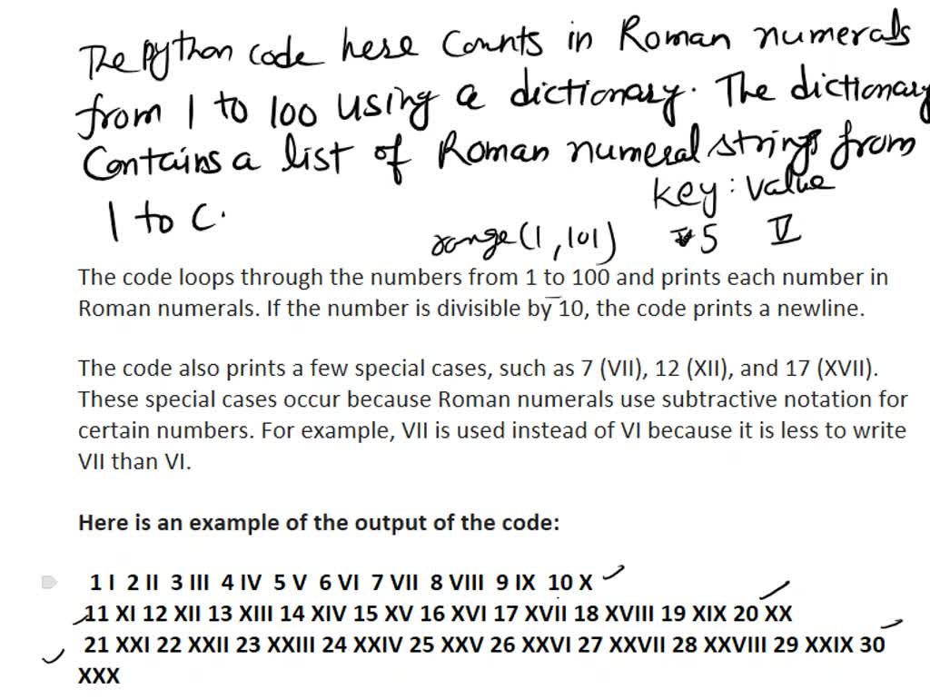 Xxvi Xxvii English Video - SOLVED: We are doing this in Python rk6Fall2020.pdf Problem 5: Counting in  Roman Numerals using the dictionary Listing 7: Roman Numerals  xS-[\