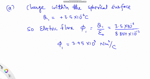 a-spherical-surface-completely-surrounds-a-collection-of-charges-find-the-electric-flux-through-the-surface-if-the-collection-consists-of-a-single-35-x10-6-c-charge-a-single-23-x-10-6-charge-and-c-bot