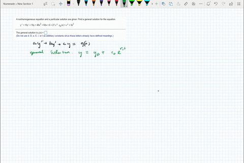 a-nonhomogeneous-equation-and-a-particular-solution-are-given-find-a-general-solution-for-the-equation