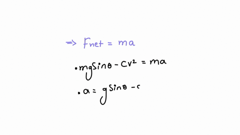 227-i-kick-a-puck-of-mass-m-up-an-incline-angle-of-slope-with-initial-speed-vothere-is-no-friction-between-the-puck-and-the-inclinebut-there-is-air-resistance-with-magnitude-fv-cv2write-down-86479