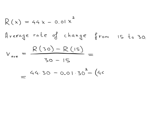 if-the-total-revenue-function-for-a-blender-is-rx-44x-001x2-where-x-is-the-number-of-units-sold-what-is-the-average-rate-of-change-in-revenue-rx-as-x-increases-from-15-to-30-units-89407