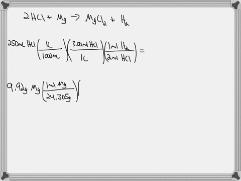 aqueous-hydrochloric-acid-reacts-with-magnesium-to-produce-hydrogen-gas-according-to-the-balanced-equation-below-2-hclaq-mgs-mgcl2aq-h2g-if-2500-ml-of-300-m-hcl-is-combined-with-992-g-mg-wha-06479