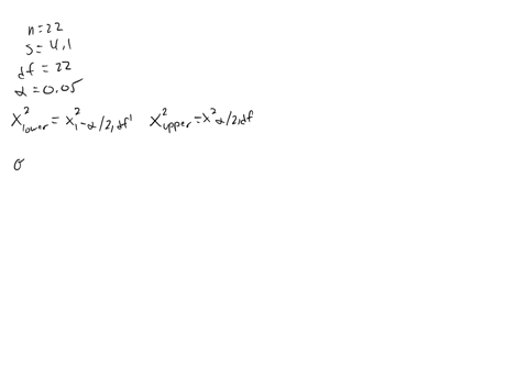 the-waiting-times-in-minutes-of-a-random-sample-of-22-people-at-a-bank-have-a-sample-standard-deviation-of-41-minutes-construct-a-confidence-interval-for-the-population-variance-sigma-squared-and-the-