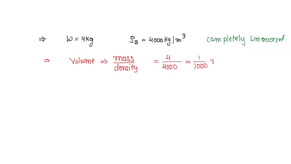 SOLVED A rubber ball of density 600 kg/m³ is submerged in water. What
