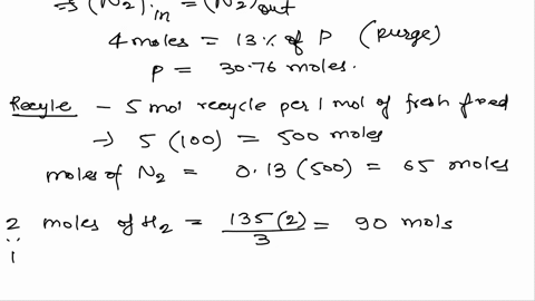 methanol-is-synthesized-from-carbon-monoxide-and-hydrogen-in-catalytic-reactor-the-fresh-feed-to-the-process-contains-320-mole-co-640-hz-and-40-nz-this-strcam-is-mixed-with-recycle-stream-in-27205