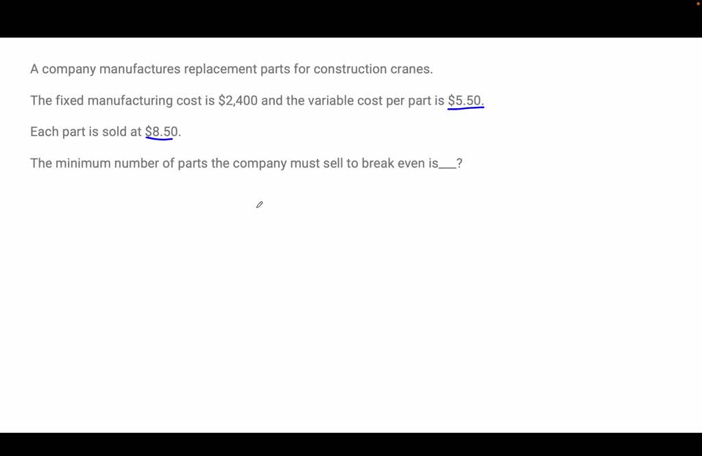 SOLVED A company manufactures replacement parts for construction