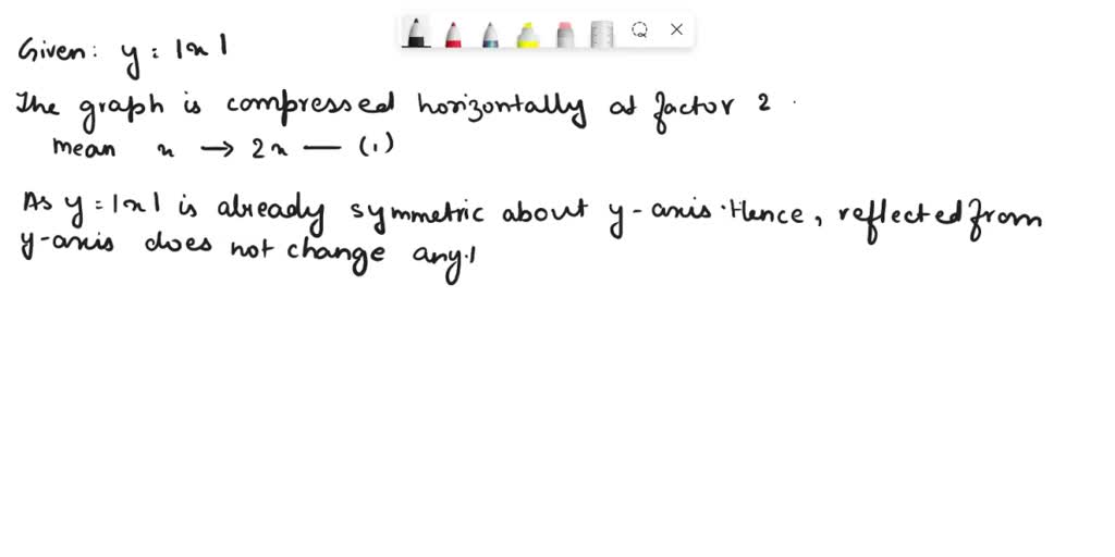 SOLVED The graph of y = x compressed horizontally by a factor of 2
