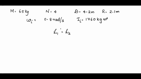 i-a-42-m-diameter-merry-go-round-is-rotating-freely-with-an-angular-velocity-of-080-rad-its-total-moment-of-inertia-is-1760-kg-mj-four-people-standing-on-the-ground-each-of-mass-65-kg-sudden-09102