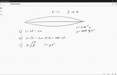 a-string-of-a-guitar-is-made-from-a-steel-wire-that-is-10-mm-in-diameter-not-under-tension-steel-has-a-young-modulus-of-210gpa-and-a-mass-of-8050kgm3-when-the-string-is-put-on-the-guitar-and-put-under