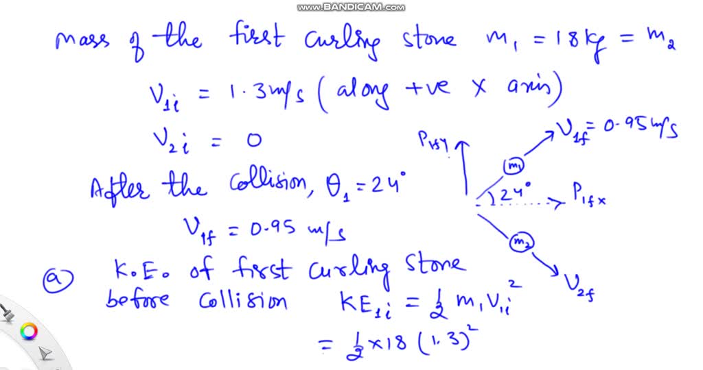 SOLVED: Curling (7 points) curling stone (labeled 1) is sliding on the ...