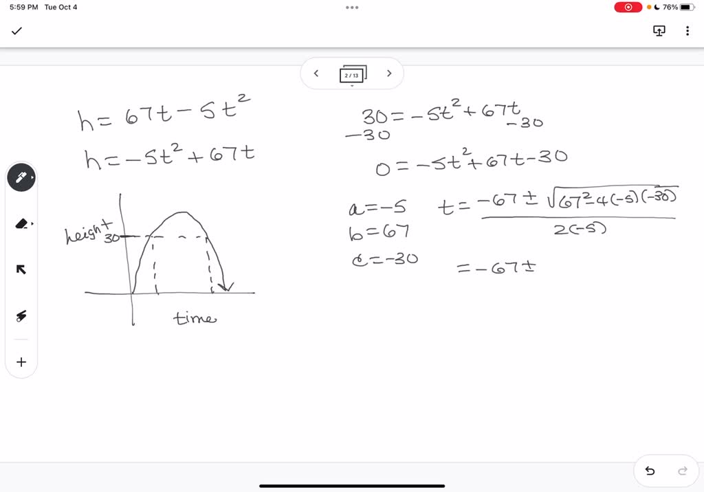 SOLVED A model rocket is launched with an initial upward velocity of