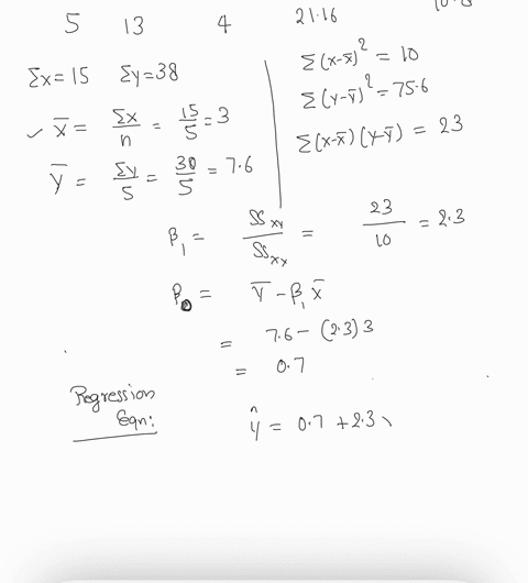 given-are-five-observations-for-two-variables-x-and-y-round-your-answers-to-two-decimal-places-xi-1-2-3-4-5-yi-4-6-4-11-13-a-use-sy-s-1-n-x-x2-xi-x2-to-estimate-the-standard-deviation-of-y-w-36525