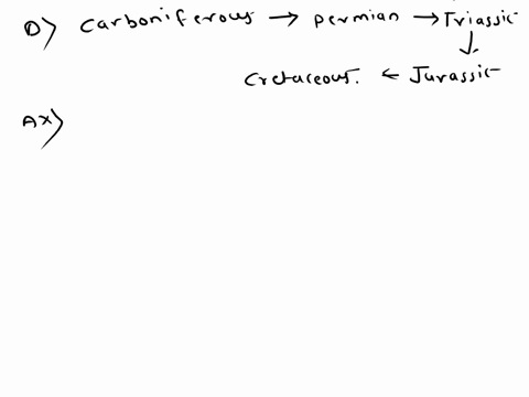 identify-the-correct-chronological-sequence-of-periods-of-mesozoic-era-a-carboniferous-permian-triassic-jurassic-cretaceous-b-cretaceous-permian-jurassic-triassic-cretaceous-c-biogeography-d-22827