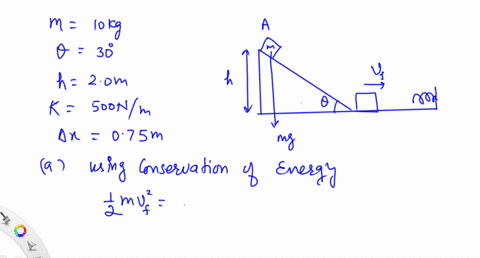 an-object-of-mass-10-mathrmkg-is-released-at-point-a-slides-to-the-bottom-of-the-30circ-incline-then-collides-with-a-horizontal-massless-spring-compressing-it-a-maximum-distance-of-075-mathrmm-the-s-2