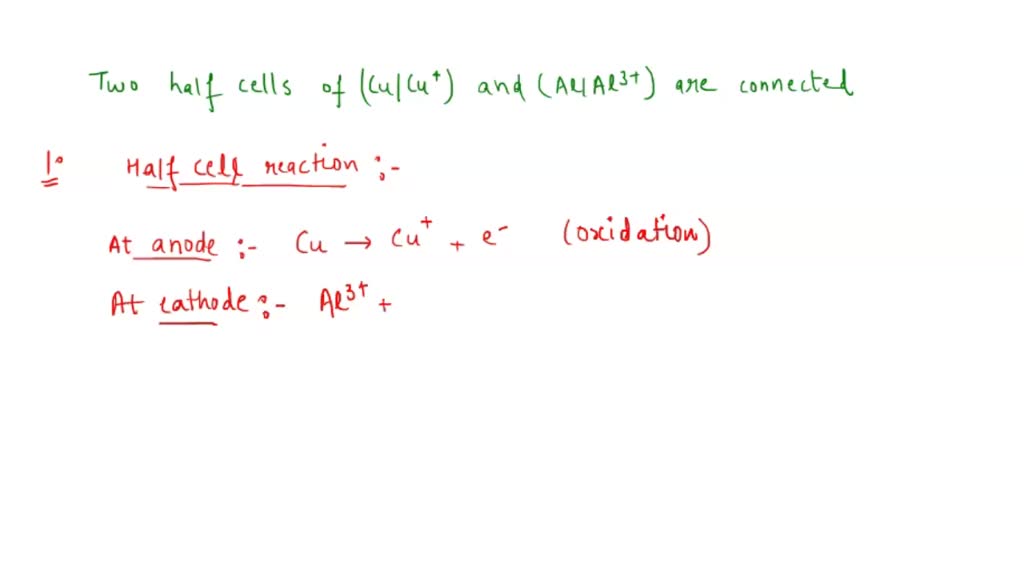 SOLVED: For questions below, two half-cells are connected under ...